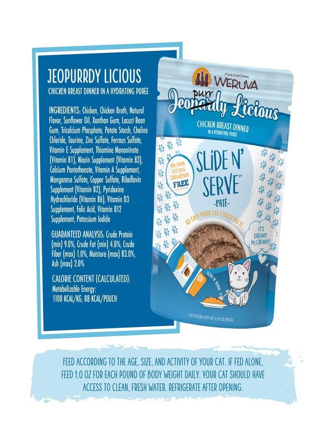 Weruva Slide N' Serve Paté Wet Cat Food, Jeopurrdy Licious Chicken Dinner, 2.8oz Pouch (Pack of 12) - Image 5